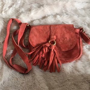 Burnt Orange Color Crossbody. Faux Suede w/tassels